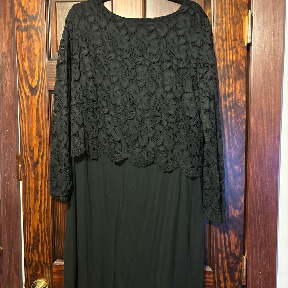 J. Jill Black Floral Lace Long Sleeve Dress